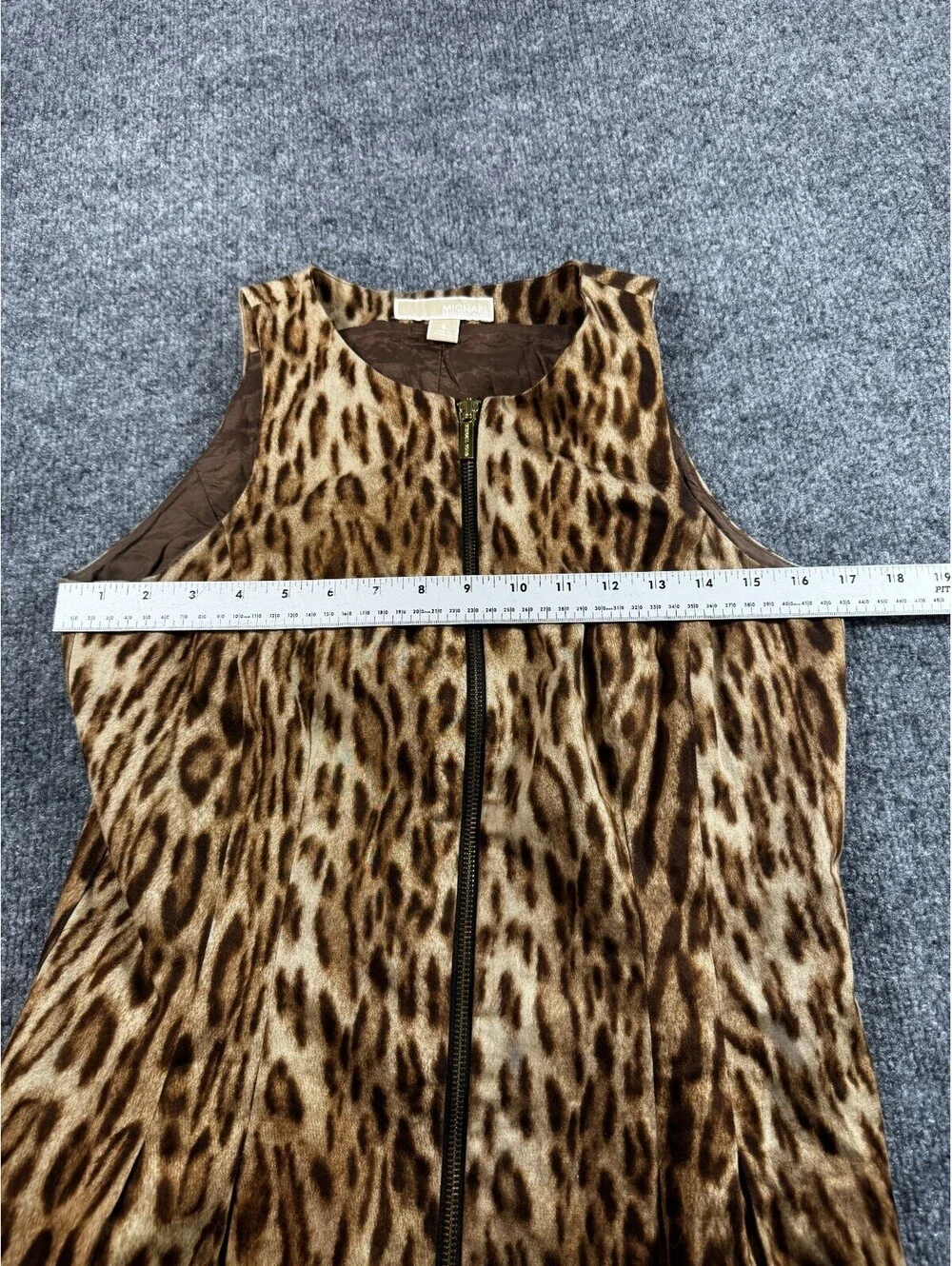 Michael Kors Women's Sheath Dress 8 Black Brown Cotton Stretch Leopard Print